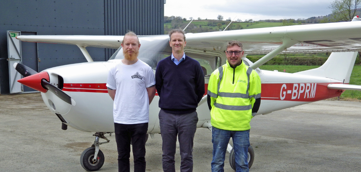Image for the article Local award winners braving a wing walk!
